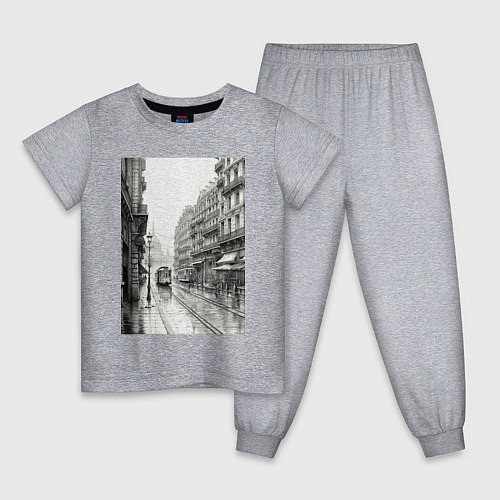 Детская пижама Черно-белый париж / Меланж – фото 1