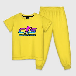 Пижама хлопковая детская КС 2 лого неон, цвет: желтый