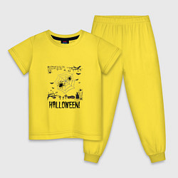 Пижама хлопковая детская Хэллоуин в конце октября, цвет: желтый