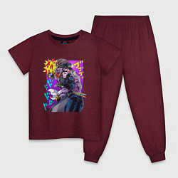 Пижама хлопковая детская Джотаро - Jojo, цвет: меланж-бордовый