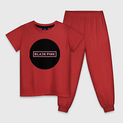 Пижама хлопковая детская Black pink - logotype - group - South Korea, цвет: красный