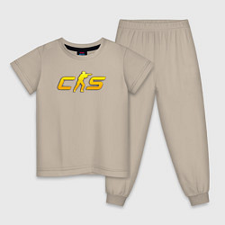 Пижама хлопковая детская CS2 yellow logo, цвет: миндальный