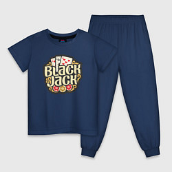 Пижама хлопковая детская Blackjack, цвет: тёмно-синий