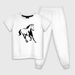 Пижама хлопковая детская Конь скачет, цвет: белый