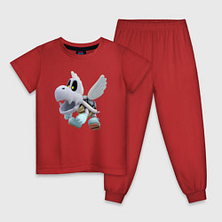 Пижама хлопковая детская Купа-скелет, цвет: красный