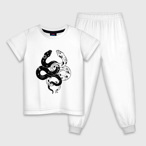Детская пижама Змеи инь и янь - черное белое / Белый – фото 1