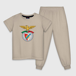 Пижама хлопковая детская Benfica club, цвет: миндальный