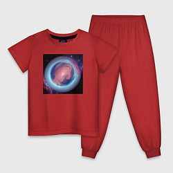 Пижама хлопковая детская Планета из космоса, цвет: красный