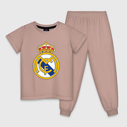 Пижама хлопковая детская Real madrid fc sport, цвет: пыльно-розовый