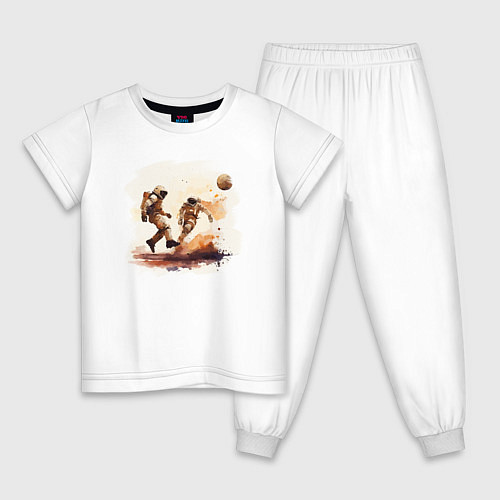 Детская пижама Кофейные футболисты / Белый – фото 1