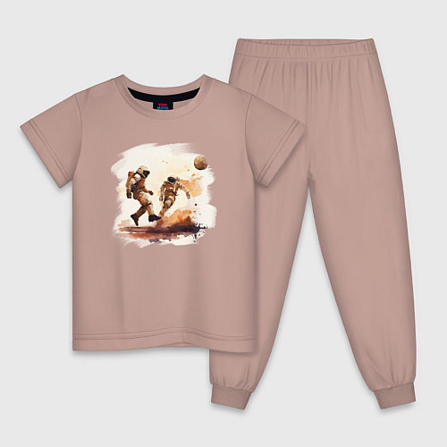 Детская пижама Кофейные футболисты / Пыльно-розовый – фото 1