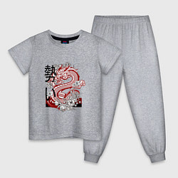 Детская пижама Татуировка с японским иероглифом и драконом