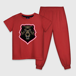 Пижама хлопковая детская Bear head, цвет: красный