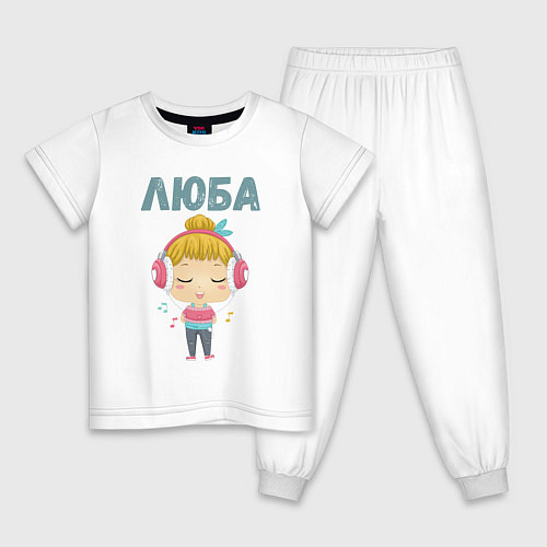 Детская пижама Люба - девочка в наушниках / Белый – фото 1