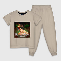 Пижама хлопковая детская Атакующий титан Эрен Йегер, цвет: миндальный
