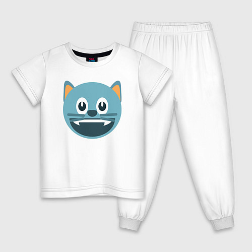 Детская пижама Голубой котик в восторге / Белый – фото 1