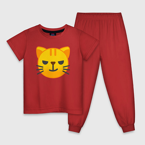 Детская пижама Жёлтый котёнок хитрит / Красный – фото 1