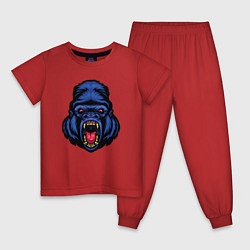 Пижама хлопковая детская Blue monkey, цвет: красный
