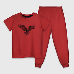 Пижама хлопковая детская Орёл гравюра, цвет: красный