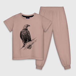 Пижама хлопковая детская Орёл на ветке, цвет: пыльно-розовый