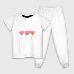 Пижама хлопковая детская Сердечки - символ любви, цвет: белый