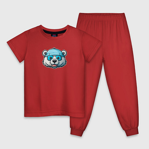 Детская пижама Полярный медведь в очках / Красный – фото 1