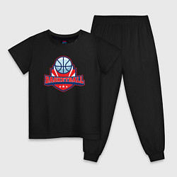 Пижама хлопковая детская Basketball game, цвет: черный