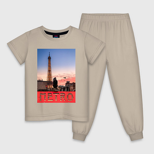 Детская пижама Moмo - Париж / Миндальный – фото 1