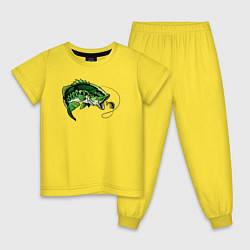 Пижама хлопковая детская Green fish, цвет: желтый