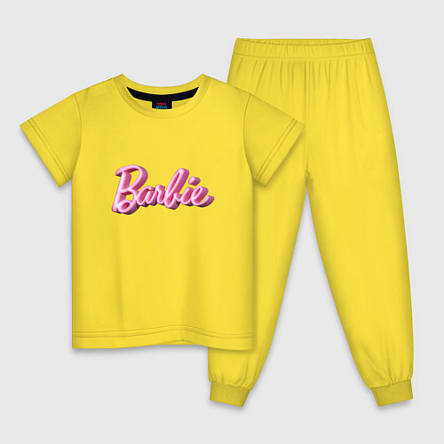 Детская пижама Барби - объемными рукописными буквами / Желтый – фото 1