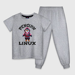 Детская пижама Система линукс пингвин в кимоно