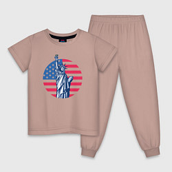 Пижама хлопковая детская Statue of Liberty, цвет: пыльно-розовый