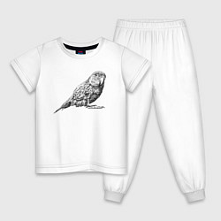Пижама хлопковая детская Любопытный попугай, цвет: белый