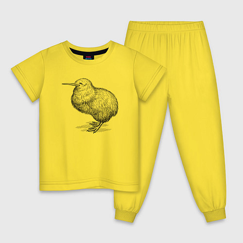 Детская пижама Птица киви сбоку / Желтый – фото 1