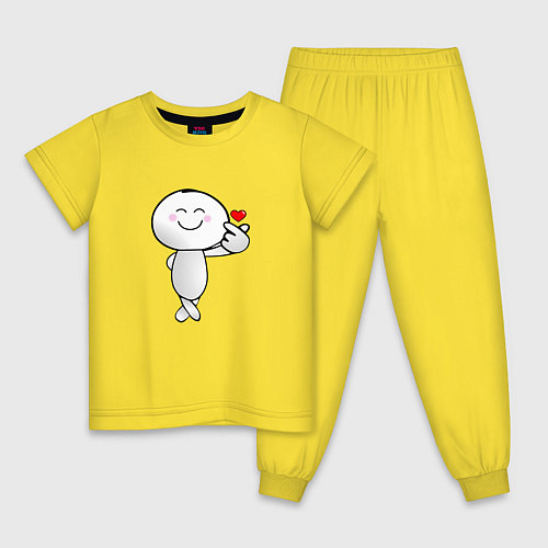 Детская пижама Человечек с сердцем / Желтый – фото 1