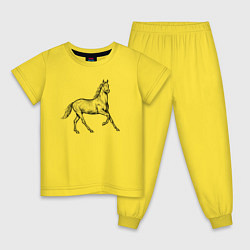 Пижама хлопковая детская Лошадь скачет в профиль, цвет: желтый