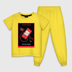 Пижама хлопковая детская Old gameboy, цвет: желтый