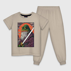 Пижама хлопковая детская Pepe samurai, цвет: миндальный