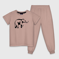 Пижама хлопковая детская Слон в профиль, цвет: пыльно-розовый