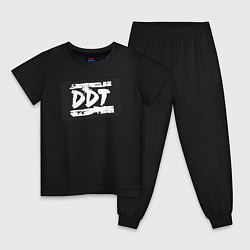 Пижама хлопковая детская ДДТ - логотип, цвет: черный