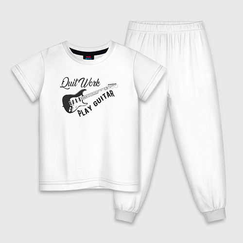 Детская пижама Бросай работу, играй на гитаре / Белый – фото 1