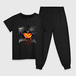 Пижама хлопковая детская Scary looking pumpkin with big swords, цвет: черный