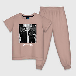 Пижама хлопковая детская Depeche Mode - Dave Gahan and Martin Gore bw, цвет: пыльно-розовый