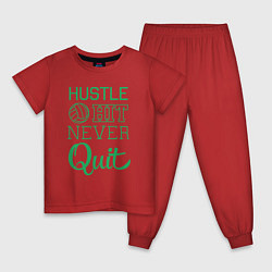 Пижама хлопковая детская Hustle hit never quit, цвет: красный