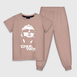 Пижама хлопковая детская Linkin Park - Chester head, цвет: пыльно-розовый
