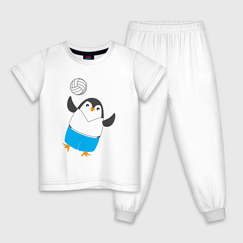 Детская пижама Пингвин волейболист / Белый – фото 1