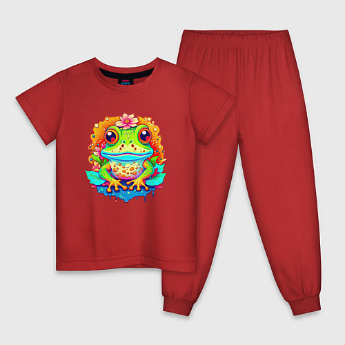 Детская пижама Неоновая лягушка / Красный – фото 1