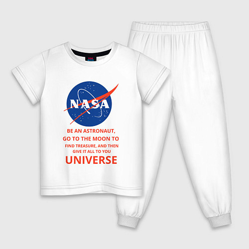 Детская пижама Nasa полёт на луну / Белый – фото 1