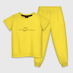 Пижама хлопковая детская Любовь в одну линию, цвет: желтый