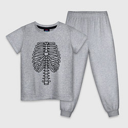 Пижама хлопковая детская Скелет рентген, цвет: меланж